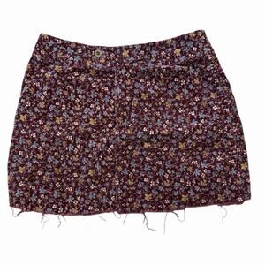 Vintage 90s Liz wear Liz Claiborne Purple Floral Corduroy Mini Skirt Whimsygoth